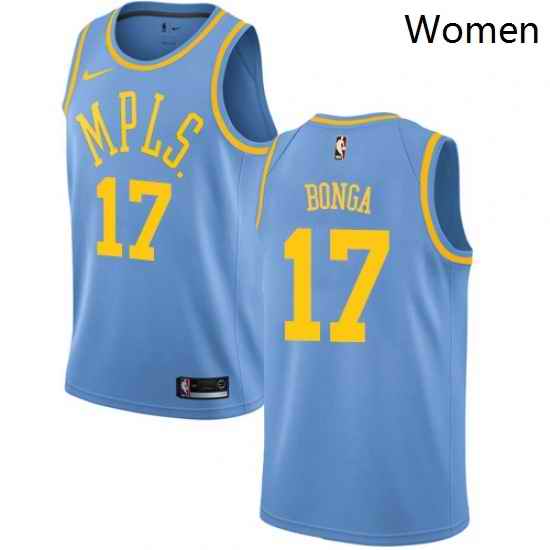 Womens Nike Los Angeles Lakers 17 Isaac Bonga Swingman Blue Hardwood Classics NBA Jersey